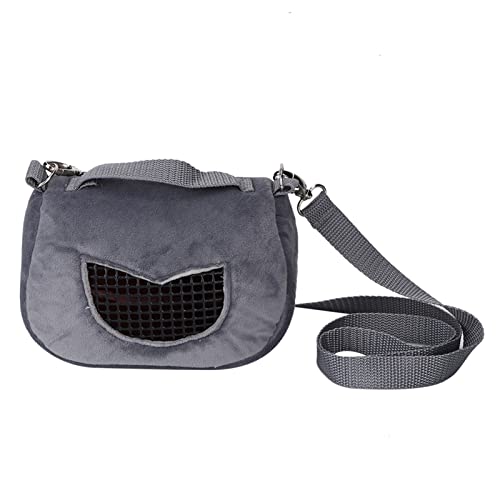 Aumotop Grauer Flanell, Tragbare, Atmungsaktive Haustier-Hamster-Tragetasche, Ausgehende Tasche für Kleine Haustiere, Belüftetes Fenster, Schultergurt, Handtrage, Grau, S, M, L (L 23,6 x von Aumotop