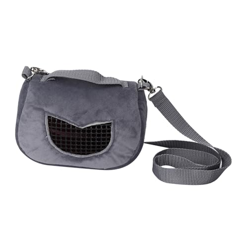 Aumotop Grauer Flanell, Tragbare, Atmungsaktive Haustier-Hamster-Tragetasche, Ausgehende Tasche für Kleine Haustiere, Belüftetes Fenster, Schultergurt, Handtrage, Grau, S, M, L (M (59 cm von Aumotop