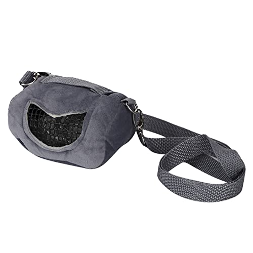 Aumotop Grauer Flanell, Tragbare, Atmungsaktive Haustier-Hamster-Tragetasche, Ausgehende Tasche für Kleine Haustiere, Belüftetes Fenster, Schultergurt, Handtrage, Grau, S, M, L (S 18,5 x von Aumotop