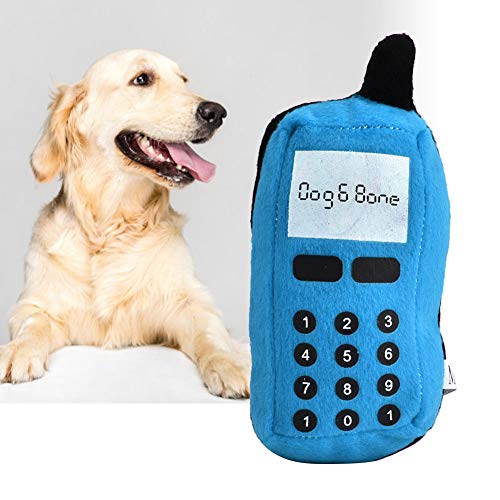 Aumotop Plüsch-Handy-Beißring für Hunde und Katzen, Interaktives Kauspielzeug mit Geräusch, für Spaß zu Hause, Rot, Blau, Rosa, 1 Packung (Blau) von Aumotop