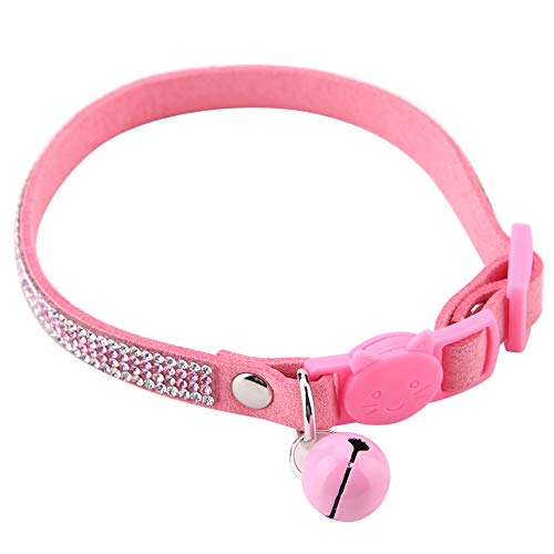 Aumotop Robustes, Glänzendes, Weiches Haustierhalsband mit Glöckchen für Katzen, Hunde, Kaninchen, Cartoon, Rosa, Rot, Schwarz, XS, S (S) von Aumotop