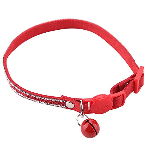 Aumotop Robustes, Glänzendes, Weiches Haustierhalsband mit Glöckchen für Katzen, Hunde, Kaninchen, Cartoon, Rosa, Rot, Schwarz, XS, S (S) von Aumotop