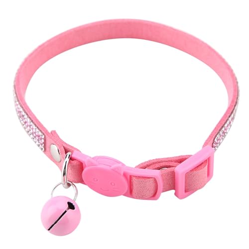 Aumotop Robustes, Glänzendes, Weiches Haustierhalsband mit Glöckchen für Katzen, Hunde, Kaninchen, Cartoon, Rosa, Rot, Schwarz, XS, S (XS) von Aumotop