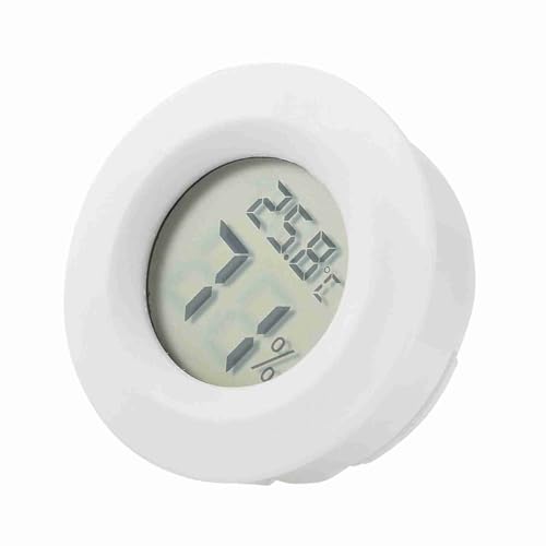 Aumotop Runde Form Mini-LCD-Reptilien Thermometer Hygrometer Temperatur Feuchtigkeit Messer für Reptilien (Weiß) von Aumotop