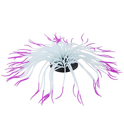 Aumotop Simulation Künstliche Silikon Seeanemone Koralle Aquarium Aquarium Dekor Schönheit Leuchtende Nacht Geeignet Süßwasser Lila 16 cm (Violett) von Aumotop