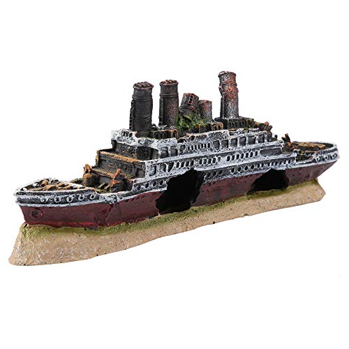 Aumotop Titanic Lost Wrecked Boat Ship Aquarium Dekoration Ornament Wrack Ornament für Unterwasserlandschaft von Aumotop