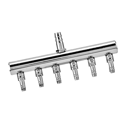 Edelstahl-Aquarium-Luftstrom-Splitter-Steuerventil, Sauerstoff-Belüftungspumpe, Zubehör für Aquarien und Aquakultur (8 bis 4 mm Sechsloch-Splitterkopf) von Aumotop