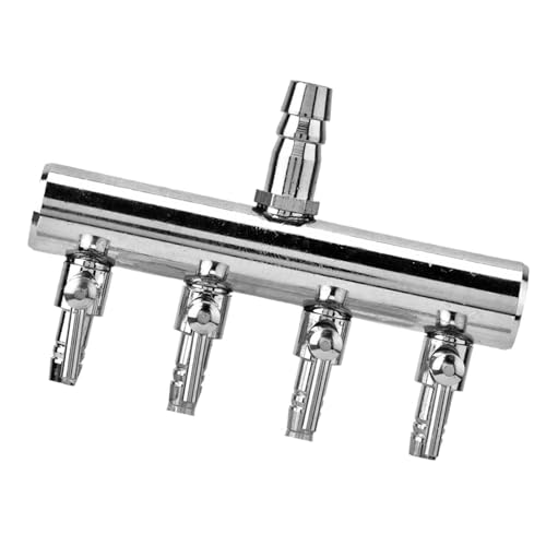 Edelstahl-Aquarium-Luftstrom-Splitter-Steuerventil, Sauerstoff-Belüftungspumpe, Zubehör für Aquarien und Aquakultur (8 bis 4 mm Vierloch-Splitterkopf) von Aumotop