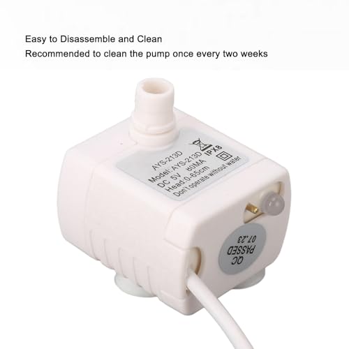 Haustier-Wasserbrunnenpumpe, Leise, Verhindert Trockenes Brennen, USB-betriebener Bürstenloser DC-Motor, Mini-Wasserspenderpumpe für Katzen von Aumotop