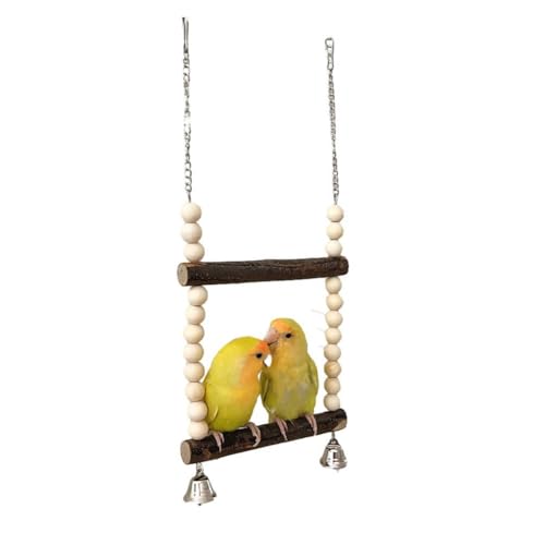 AuntYou Vogelschaukel für Vögel, Vogelschaukel aus mit Glockenspielzeug, Hängeschaukel Sitzschaukel für Kleine Vögel und Papageien (15cm) von AuntYou