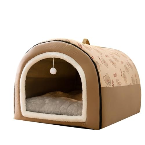 AuntYou Winter Hundehütte Warme Hundehütte Matte Abnehmbar Waschbar Hundebett Nest Tiefschlafzelt für mittelgroße und große Hunde Haus M von AuntYou