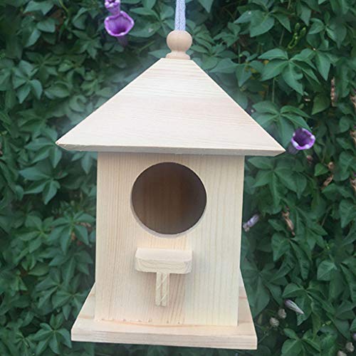 Aunye Holz Nistkasten Vogelhaus Box 2PCS - Vogelhäuschen Vogelhaus Vogelnest mit Vogelloch Holznistkasten - Vogel Brutkasten, Groß Vogelhaus aus Echtholz, Gartenbalkon Deko (Khaki) von Aunye