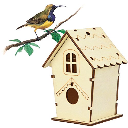 Aunye Holz Nistkasten Vogelhaus Box - Vogelhäuschen Vogelhaus Vogelnest mit Vogelloch Holznistkasten - Vogel Brutkasten, Kann selbst auf- & abgebaut Werden, Gartenbalkon Deko (Khaki) von Aunye