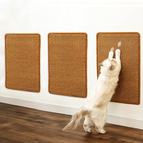 Auoketuo 3-teiliges Katzenkratzmatte-Set, rutschfeste Sisal-Teppichmatte 60 x 30 cm Kratzmatte für Katze mit Klebeband, ideal für Sofas, Möbel, Türen und Kratzschutz. von Auoketuo