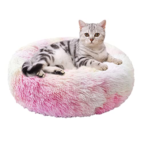 Aurako Katzenbett, Hundebett, rundes Kissen, Haustierbett, Matte, ultraweiches Plüsch, Donut-Sofa, bequemes Kissen, maschinenwaschbar, Haustier-Kuschelbetten für Kätzchen, kleine, mittelgroße und von Aurako