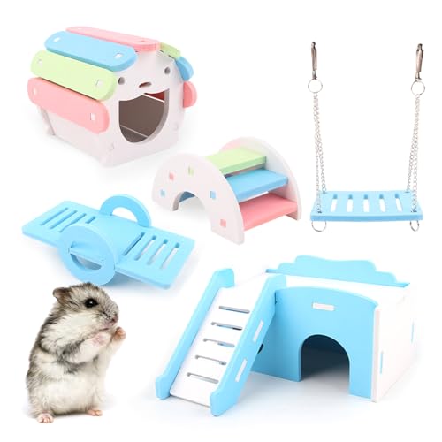 5pcs Hamster Spielzeug Set Entertainment Spielzeug mit Leiter Haus Schaukel Spielzeug Papageien Klettern Spielzeug Kleintier Lustiges Geschenk von Aurgiarme