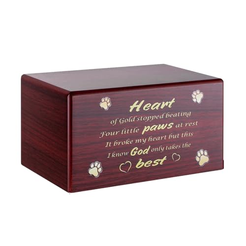 Aurgiarme Elegante Holz-Urnenbox für Hunde und Katzen, Haustier-Asche, Behälter für Andenken mit Wort, Haustier-Memory-Särge, Gedenkbox von Aurgiarme