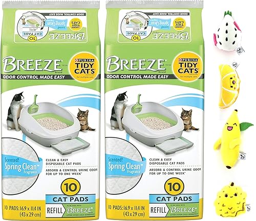 Aurora Pet Tidy Cats Spring Clean Katzenunterlagen, Nachfüllpackung (2 x 10 Stück) mit AuroraPet Katzenminze-Spielzeug (sortiert) von Aurora Pet