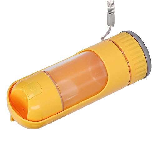 AuroraPeak Auslaufsichere Hundewasserflasche, 2-in-1-Hunde-Wasserflasche, tragbarer Haustier-Wasserspender für Hund, Katze, Outdoor-Spaziergänge, Reisen, 350 ml, Gelb von AuroraPeak