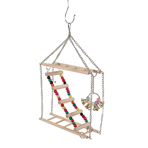 AuroraPeak Vogelleiter-Schaukel, Spielzeug, Vogelleiter, Schaukel, Spielzeug, mehrfarbig, Holz, Papageien-Hängeschaukel, Haustier-Vogelkäfig-Zubehör von AuroraPeak