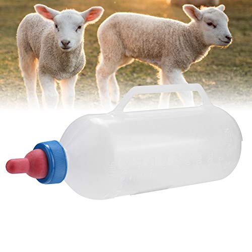 1L Lammmilchflasche mit Griff, Baby-Ziegenmilch-Fütterer, Stillflasche, Gumminippel, Premium-Kunststoff, Abnehmbarer Nippel, für Lämmer Konzipiert, Ausreichende Kapazität von Ausla