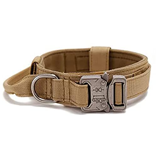 Ausla Reflektierendes Hundehalsband, Verstellbares Hundehalsband mit Schnellverschluss-Metallschnalle und D-Ring für das Training Kleiner, Mittelgroßer und Großer Hunde (Khaki) von Ausla