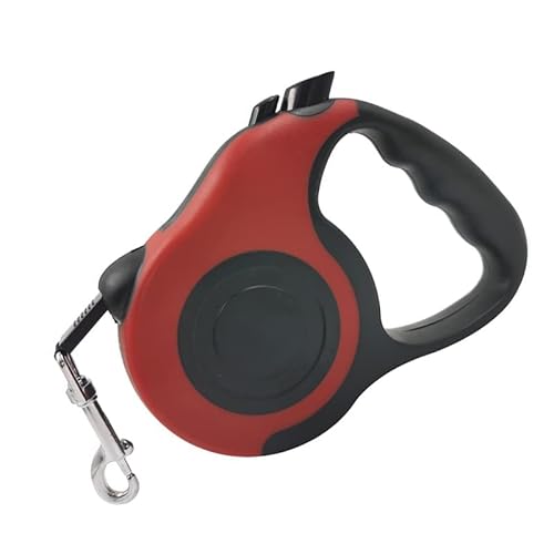 Ausla Einziehbare Hundeleine, One-Touch-Break & Lock, Verhedderungsfreie One-Touch-Hundeleine, Geeignet für Haustiere Bis 15 Kg, 5 M Länge (Rot) von Ausla