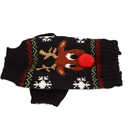 Schneemann-Hundepullover, Weihnachts-Elch-Muster, Gestrickter Haustierpullover für Kleine und Mittelgroße Hunde Im Winter, Acrylfaser, Rot (M) von Ausla