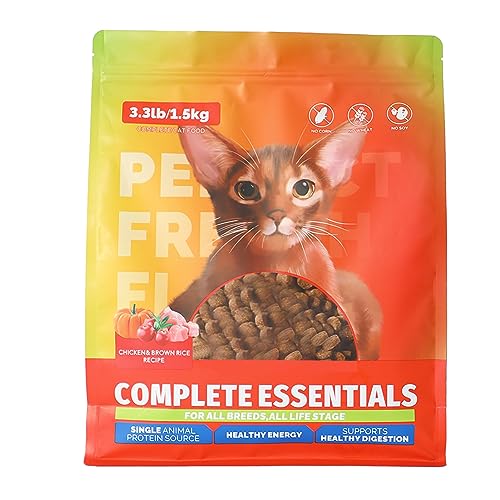 Trockenes Katzenfutter, Hühnermehl und Brauner Reis, Gemischt mit Hohem Proteingehalt, Leicht Verdauliche Katzen- und Hundesnacks für das Training, Als Topper oder Als Snack, 1,5 von Ausla