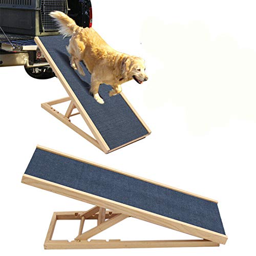 100cm Lang Hölzerne Hundetreppe Hunderampe für Auto Höhenverstellbar Hunderampe Für Auto Für Großen Hund Haustier Rampe, Anti-rutsch von Autofather