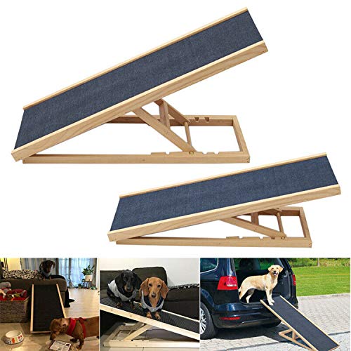 Hunderampe Katzen Rampe Hundetreppe für Bett oder Sofa Klappbar aus Holz Petwalk Hundeleiter Auffahrrampe für Haustiere, Anti-rutsch (100cm) von Autofather