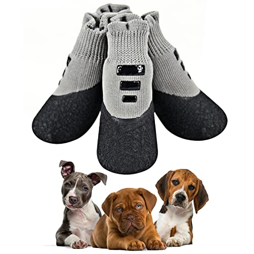 Avaner 4 Stücke Hundeschuhe Pfotenschutz Rutschfeste Hundesocken Dehnbare Hunde Schuhe Weiche Outdoor Sport Hundeschuhe Hundestiefel Wasserdichte Antirutschsocken für kleine mittelgroße Hunde Haustier von Avaner