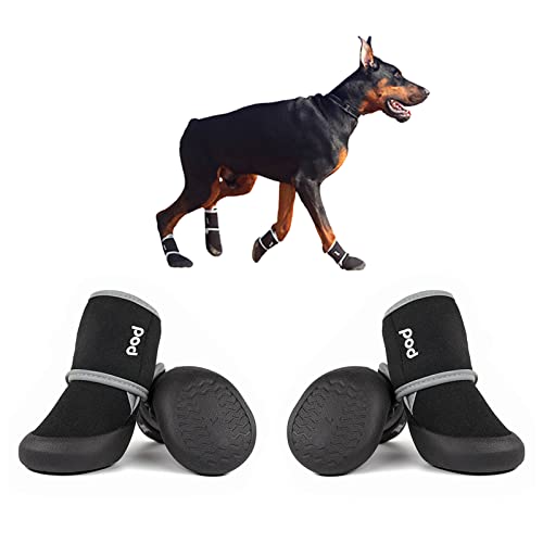 Avaner Hundeschuhe Pfotenschutz Hund wasserdichte Hunde Schuhe Anti Rutsch Sohle Outdoor Hundestiefel mit Reflektierenden Riemen für Kleine Hunde, Größe L von Avaner