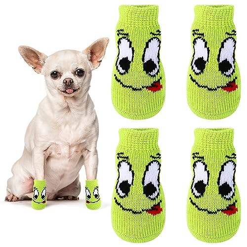 Avaner Hundesocken rutschfeste Pfotenschutz Socken Grüne Hohe Elastizität Hundeschuhe Weiche Socken Indoor Antirutschsocken für kleine Hunde Haustiere von Avaner