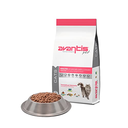 Avantis Pet Cats Katzenfutter für ausgewachsene Katzen, 2 kg, leicht verdaulich mit Fisch, Hühnchen und Getreide, 100% vollständiges und ausgewogenes Trockenfutter von Avantis Pet Nutrición Inteligente