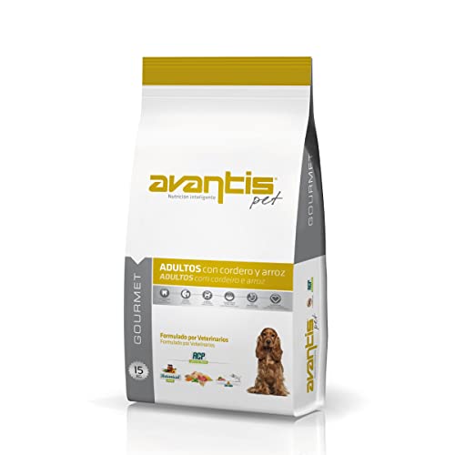 Avantis Pet Gourmet Futter für ausgewachsene Hunde mittlerer und großer Rassen, 15 kg, sehr nährstoffreich mit Lamm und Reis von Avantis Pet Nutrición Inteligente