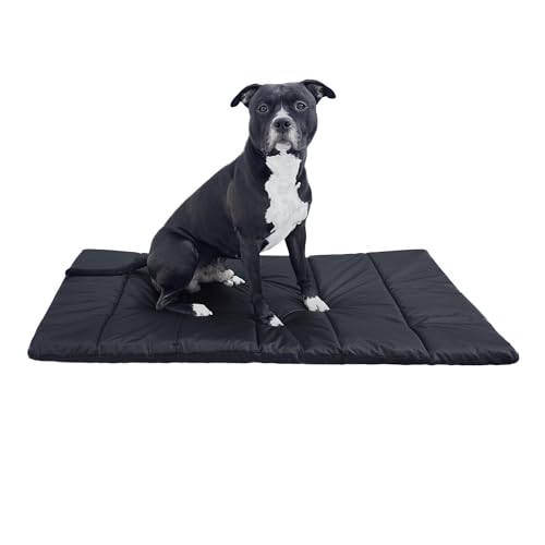 Aveanit Hundedecke 120 x 70cm, Hundematte, Weiches Waschbares Wasserdichtes Hundebett, Hundekissen für Reise Camping Outdoor, Hundehütten, für draußen Modell 2 Schwarz von Aveanit