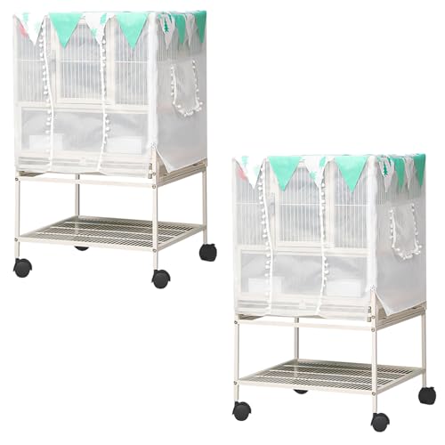 Avejjbaey 2PCS Waschbare Vogelkäfig Splash Net Abdeckungen Für Große Vogel Käfig Kleine Haustier Käfig Antimosquito Barriere Urin Streuen Schutz von Avejjbaey