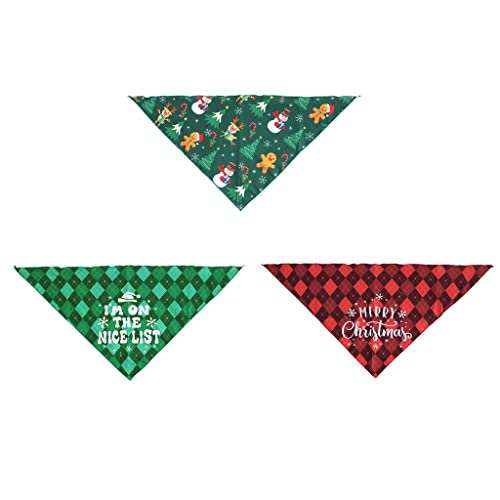 Avejjbaey 3-teiliges Hundehalsband Weihnachts Bandanas Mit Weihnachtsdruck Für Katzenhalsbänder Kostüm Für Dreieckstücher Für Hunde Und Katzen 3 Stück von Avejjbaey