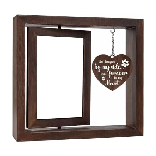 Avejjbaey Sentimentaler Fotorahmen für Haustiere, drehbar, 10,2 x 15,2 cm, mit geschnitztem Herz-Anhänger, für Hunde und Katzen von Avejjbaey