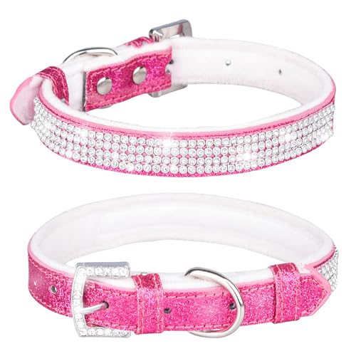 Avenpets Bling Strass Hundehalsband, weich, bequem, stilvoll, Hundehalsband mit Glitzer-Leder und innen gepolstertem, verstellbarem Kristall-Haustierhalsband für kleine mittelgroße Hunde Katzen, von GONDMAX