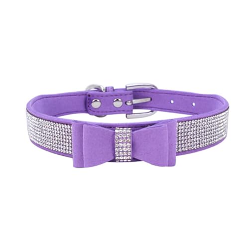 Avenpets Kristall-Hundehalsband, niedlicher Strass-Schmetterling, weiches Wildleder, für Hunde und Kätzchen, robuste Schnalle für kleine Hunde und Katzen, Lila, XL: Halsumfang 39–49 cm von Avenpets