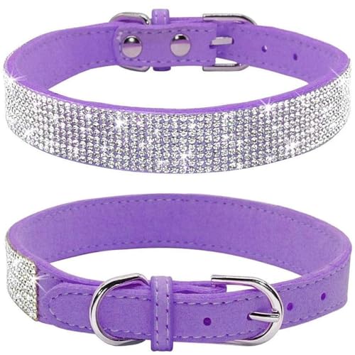 Avenpets Strass-Hundehalsband mit schillernden Kristallen, weiches Wildleder, Halsband für Hunde, Katzen, Welpen, Geschenk, Mädchen, niedliches Halsband mit Nieten, funkelnde Diamanten für kleine, von Avenpets