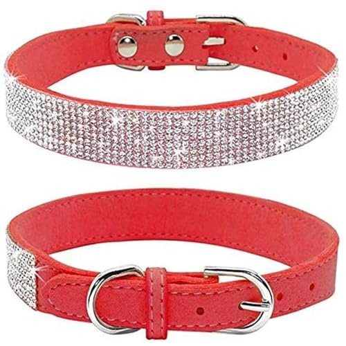 Avenpets Strass-Hundehalsband mit schillernden Kristallen, weiches Wildleder, Halsband für Hunde, Katzen, Welpen, Geschenk, Mädchen, niedliches Halsband mit glitzernden Diamanten für kleine, von Avenpets