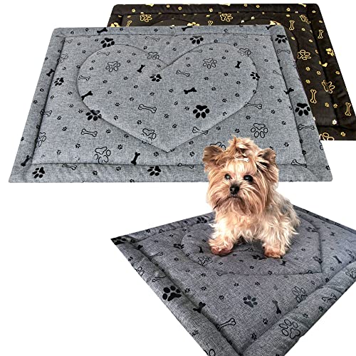 Aves-24 PIMPUS Hundematte Gr. M/L/XL Waschbar rutschfest Hundebett Liegedecke Hunde Katze für große oder kleine Hunde (L - 70x100cm, Grau/Schwarz) von Aves-24