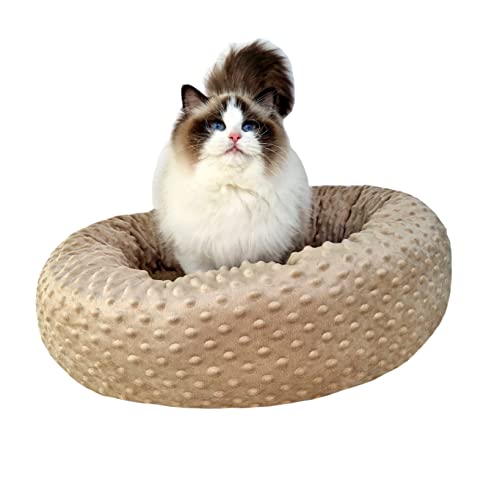 Aves-24 PIMPUS Katzenbett Hundebett RUND Ø55cm Hundesofa Katzennest Hunde Katze Donut (Beige) von Aves-24