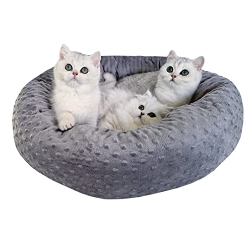 Aves-24 PIMPUS Katzenbett Hundebett RUND Ø55cm Hundesofa Katzennest Hunde Katze Donut (Grau) von Aves-24