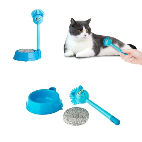 Avilia Schüssel-Set aus robustem Kunststoff für Katzen oder Hunde, mit Bürste und Schwamm mit weichen Borsten, ideal für die Pflege von Fell und Pfoten Ihres Haustiers von Avilia