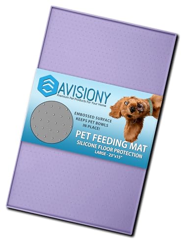 Avisiony Haustiermatten für Hunde – Hundematte – Haustierfuttermatte, ideale Größe 55,9 x 35,6 cm – wasserdichtes Silikon – Matte für Futternäpfe Platzsets + eBook mit Tipps für Hunde/Katzen und gesunden Rezepten von Avisiony