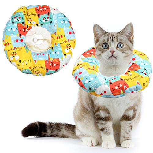 AvoDovA Katze Schutzkragen, Halskrause Katze Halsband Soft, Katze Wiederherstellung Halsband, Haustiere Schutzkragen Einstellbarer Schützender Baumwollring Protective für Katze und Hund (S) von AvoDovA